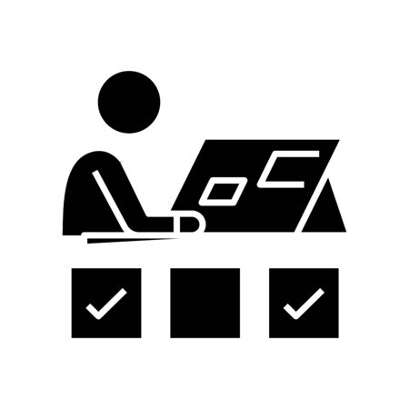 Work process line icon, concept illustration, outline symbol, vector sign, linear symbol.のイラスト素材