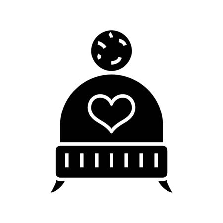 Winter hat black icon, concept illustration, vector flat symbol, glyph sign.のイラスト素材