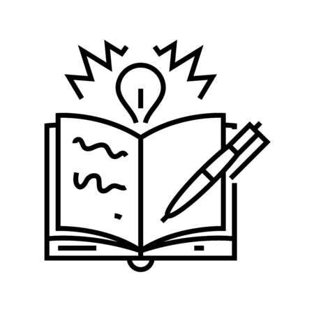 Write ideas line icon, concept illustration, outline symbol, vector sign, linear symbol.のイラスト素材