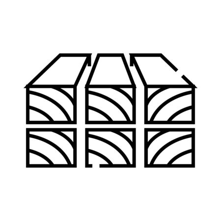 Wooden desk line icon, concept illustration, outline symbol, vector sign, linear symbol.のイラスト素材