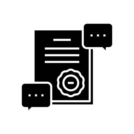 Official document black icon, concept illustration, glyph symbol, vector flat sign.のイラスト素材