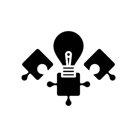 Puzzle brainstorm black icon, concept illustration, glyph symbol, vector flat sign.のイラスト素材