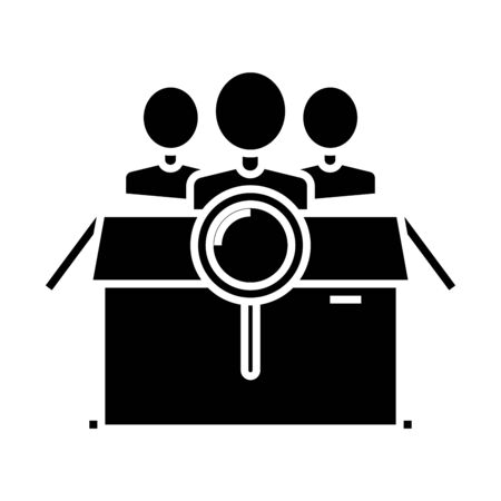 Collective searching black icon, concept illustration, glyph symbol, vector flat sign.のイラスト素材