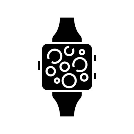 Smart watch black icon, concept illustration, glyph symbol, vector flat sign.のイラスト素材