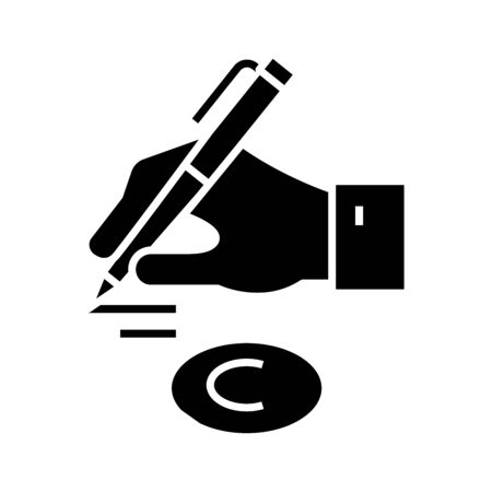 Signature black icon, concept illustration, vector flat symbol, glyph sign.のイラスト素材
