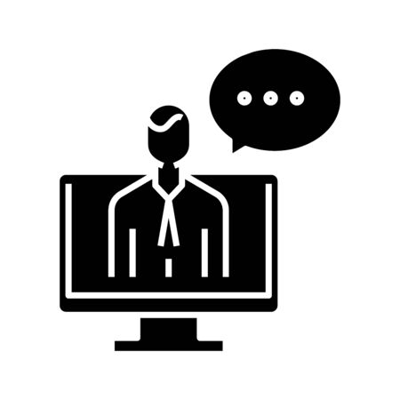 Web message black icon, concept illustration, glyph symbol, vector flat sign.のイラスト素材
