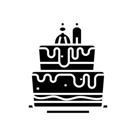 Wedding cake black icon, concept illustration, vector flat symbol, glyph sign.のイラスト素材
