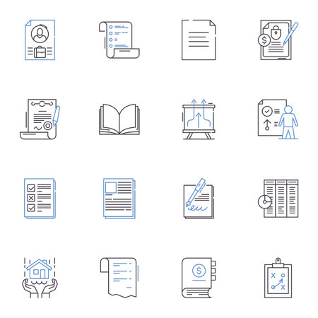 Reimbursement line icons collection. Compensation, Refund, Repayment, Reimburse, Settlement, Remuneration, Indemnity vector and linear illustration. Restitution,Recovery,Redemption outline signs setのイラスト素材
