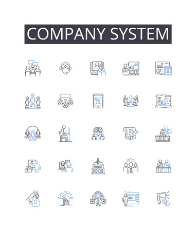 Company system line icons collection. Baton, Rehearsal, Score, Gesture, Ensemble, Rhythm, Performance vector and linear illustration. Orchestra,Maestro,Tempo outline signs setのイラスト素材