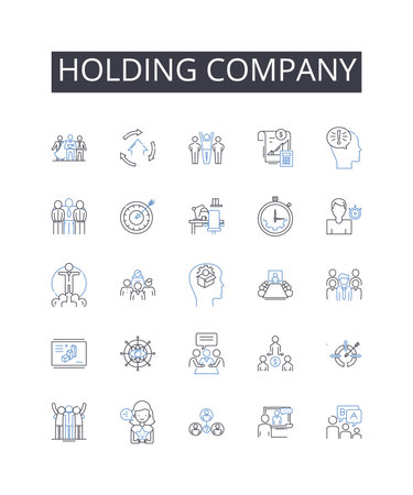 Holding company line icons collection. Recycling, Pollution, Restoration, Sustainability, Conservation, Hazardous, Contamination vector and linear illustration. Cleanup,Reclamation,Eco-friendly outline signs setのイラスト素材
