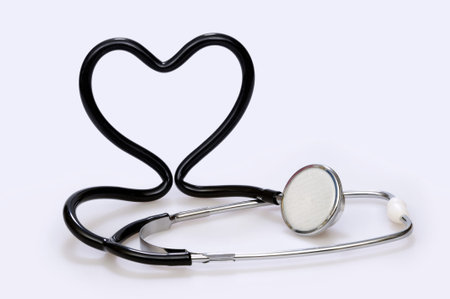 Stethoscope That forms a heart, on white background.の写真素材