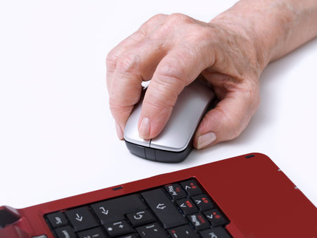 Elderly person using a laptop
