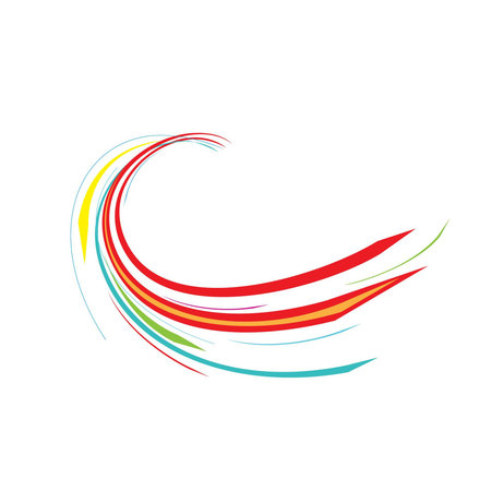 Abstract color lines on a white background.