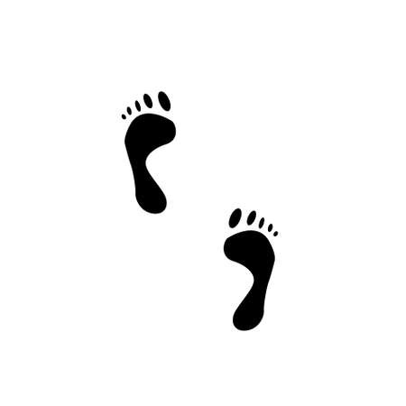 Black prints of feet on a white background.vectorの写真素材