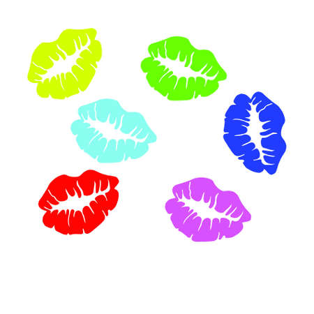 color female lips on a white background.vectorの写真素材