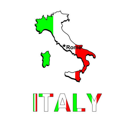 Italy map in the form of the Italian flag on a white background. の写真素材