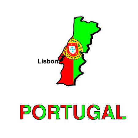 Card of Portugal in the form of the Portuguese flag on a white background. の写真素材