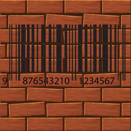 barcode label on the brick wall.のイラスト素材