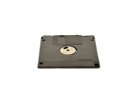 Black Floppy Disk isolated on white backgroundの写真素材