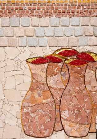 Beautiful mosaic vine vases backgroundの写真素材