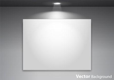 Empty gallery wall with lights for images and advertisement. Fully editable eps10のイラスト素材