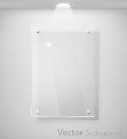 Elegant realistic glass frame on a wall with lights for images and advertisement. Fully editable eps10のイラスト素材