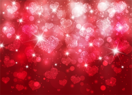 Beautiful valentine background with nice hearts and sparksの写真素材