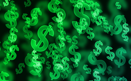 Dollar bokehs on beautiful background. Good for design and financial use.の写真素材