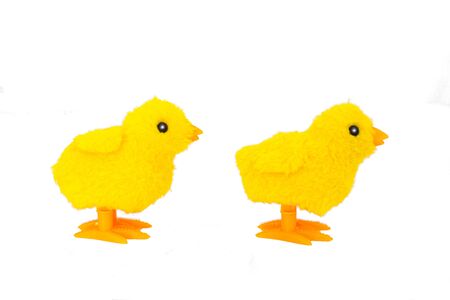 toy chicken yellow chick two togetherの写真素材