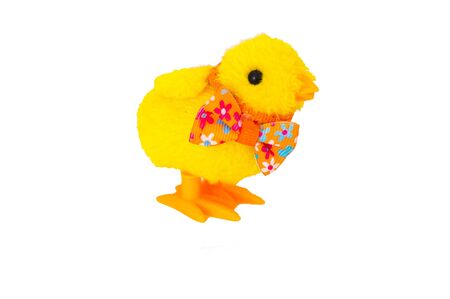 toy chicken yellow chicken on the neck bowの写真素材
