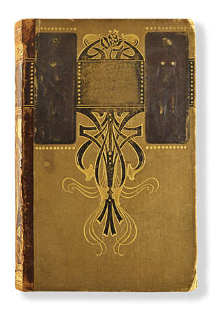  old book with gilded ornament isolated on whiteの写真素材