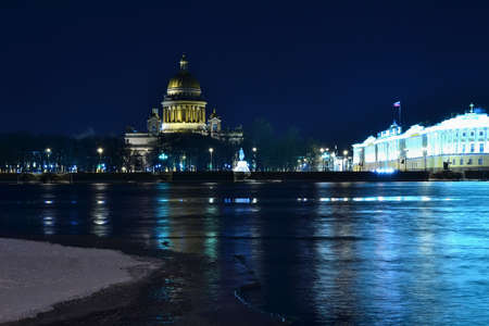 night landscape waterfront of the old townのeditorial素材