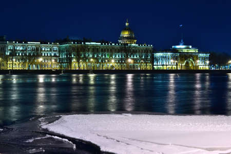 night landscape waterfront of the old townのeditorial素材