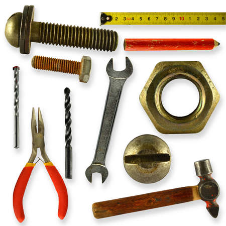 a collection of tools isolated on white backgroundの写真素材