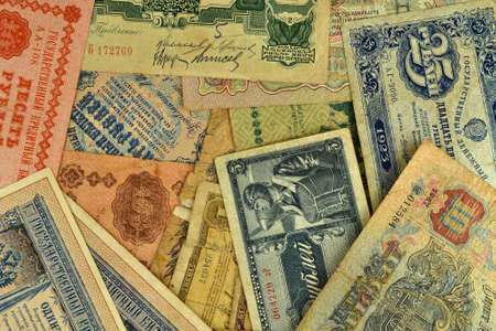 background of many of the old banknotesの写真素材