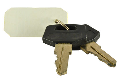 Two key with tag isolated on white background