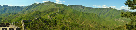 panorama of the great wall of China in the spring timeの写真素材