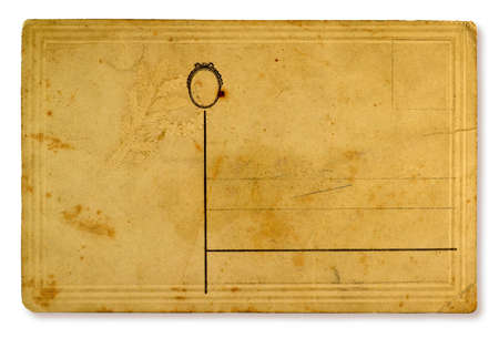 An old post card, antique paper texture isolated on white backgroundの写真素材