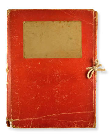old red folder isolated on white backgroundの写真素材