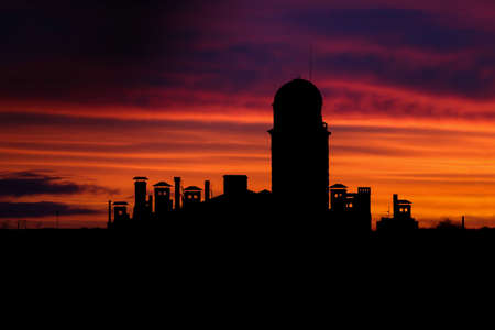 Mosque silhouette at sunset of a summer dayの写真素材