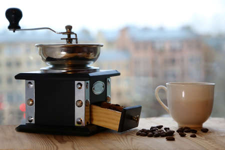 morning cup of coffee in a Paris cafeの写真素材