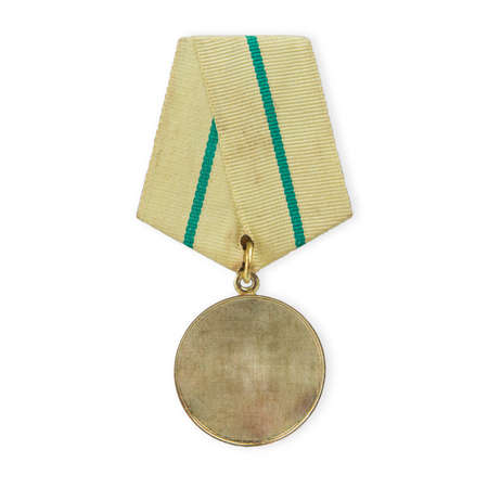 pattern old medal isolated on white backgroundの写真素材