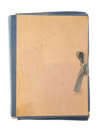 Old folder with a bow isolated on a white backgroundの写真素材