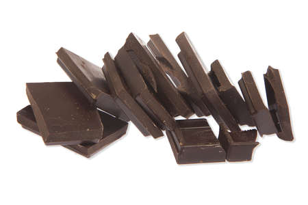 pieces of chocolate isolated on white backgroundの写真素材