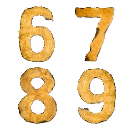 Old, vintage alphabet. The alphabet created from old paper with burnt edges.の写真素材