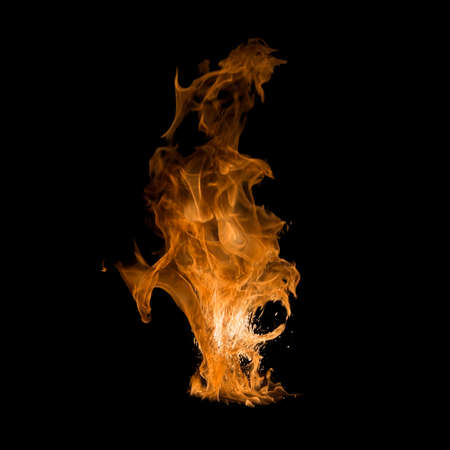 fire flame isolated on black backgroundの写真素材
