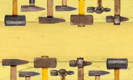 set of hammers and sledgehammer isolated on a white backgroundの写真素材