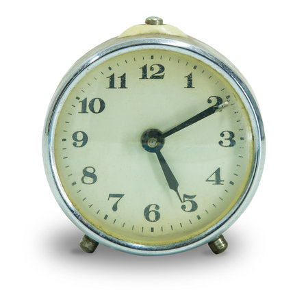 Retro alarm clock isolated on white background.の写真素材