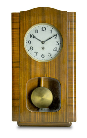 Vintage wall clock on white background. Isolated.の写真素材
