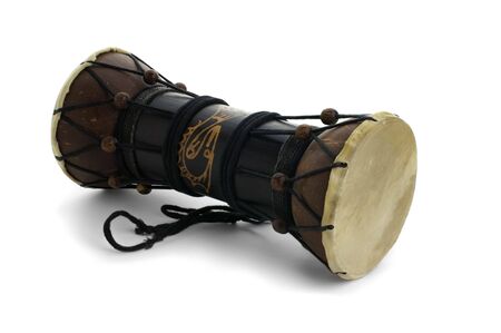 African drum. Isolated over white backgroundの写真素材